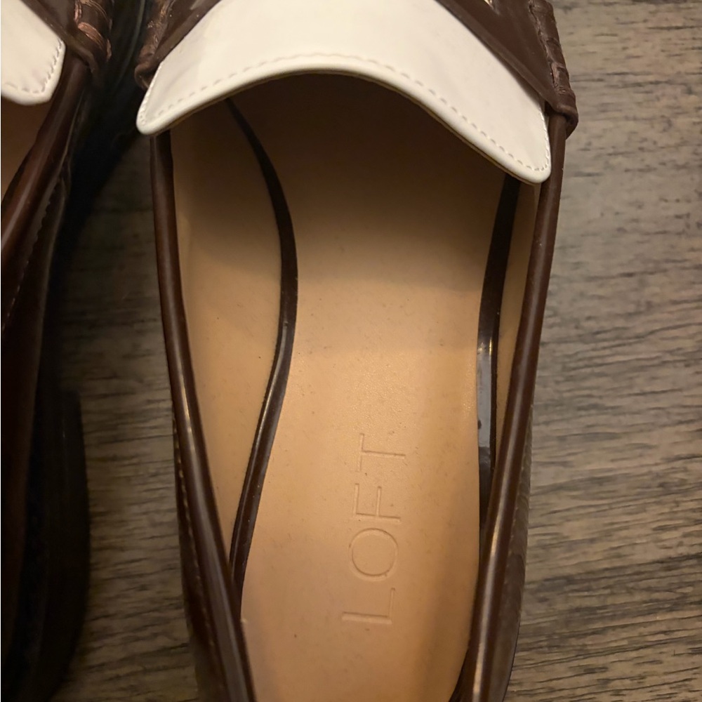 LOFT Two-Tone Brown and Cream Loafers - Picture 4 of 5